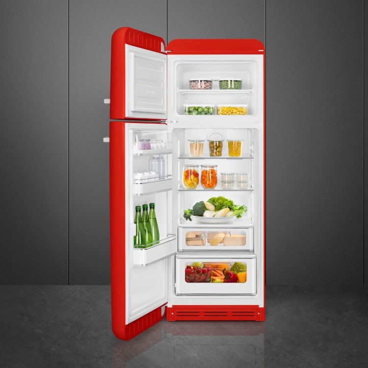 Smeg 294 Litre Fifties Style Left Hand Hinge 70/30 Fridge Freezer - Red - Image 4