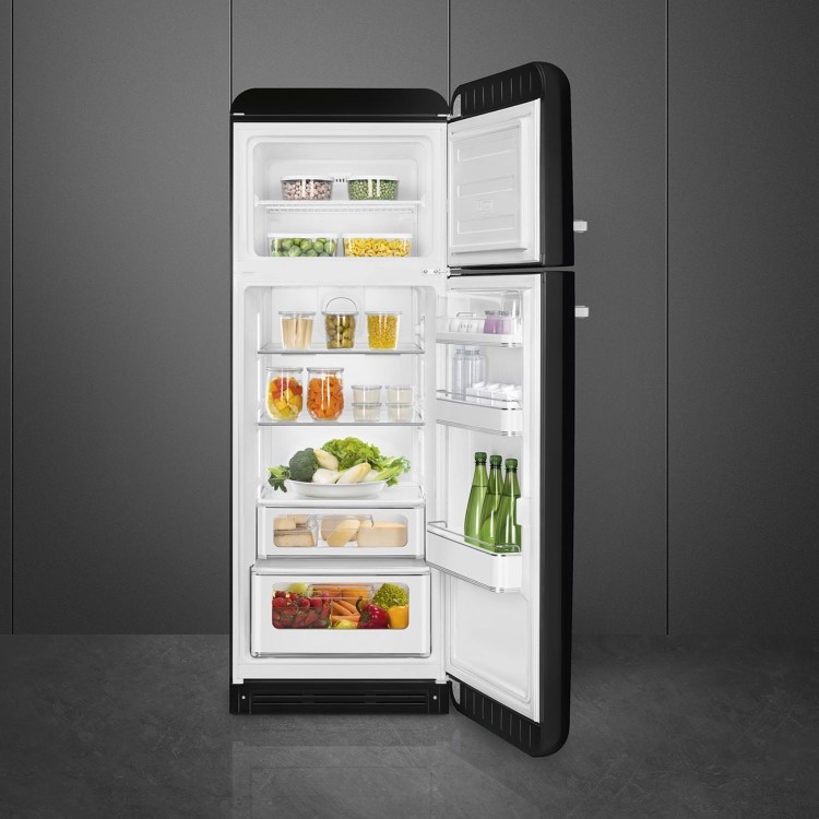 Smeg 294 Litre Fifties Style Right Hand Hinge 70/30 Fridge Freezer - Black - Image 3