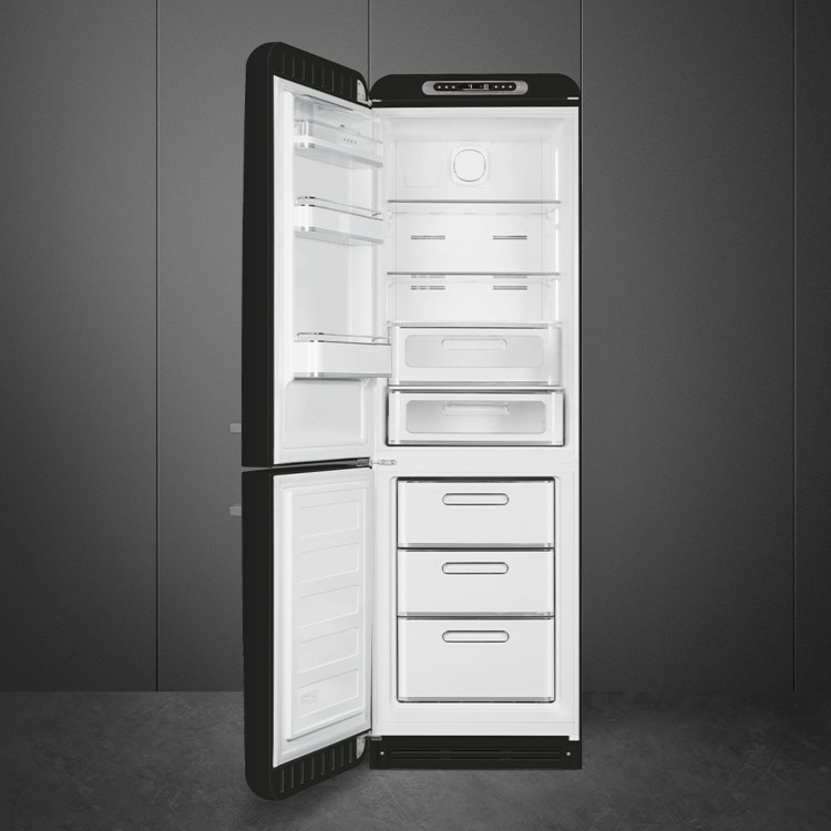 Smeg 331 Litre Fifties Style Left Hand Hinge 70/30 Fridge Freezer - Black - Image 2