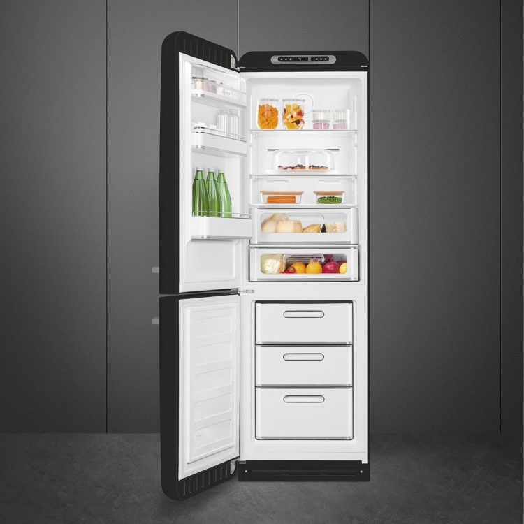 Smeg 331 Litre Fifties Style Left Hand Hinge 70/30 Fridge Freezer - Black - Image 3