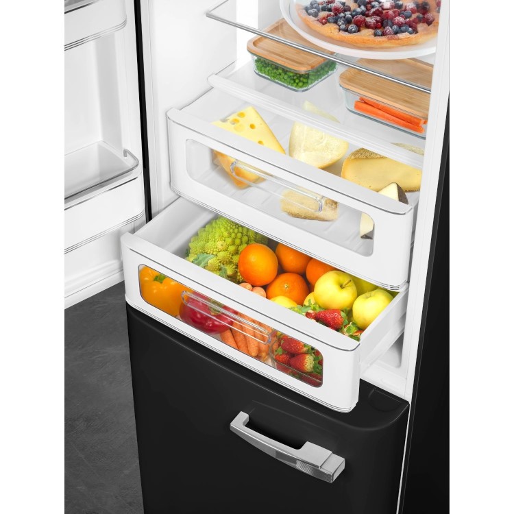 Smeg 331 Litre Fifties Style Left Hand Hinge 70/30 Fridge Freezer - Black - Image 5