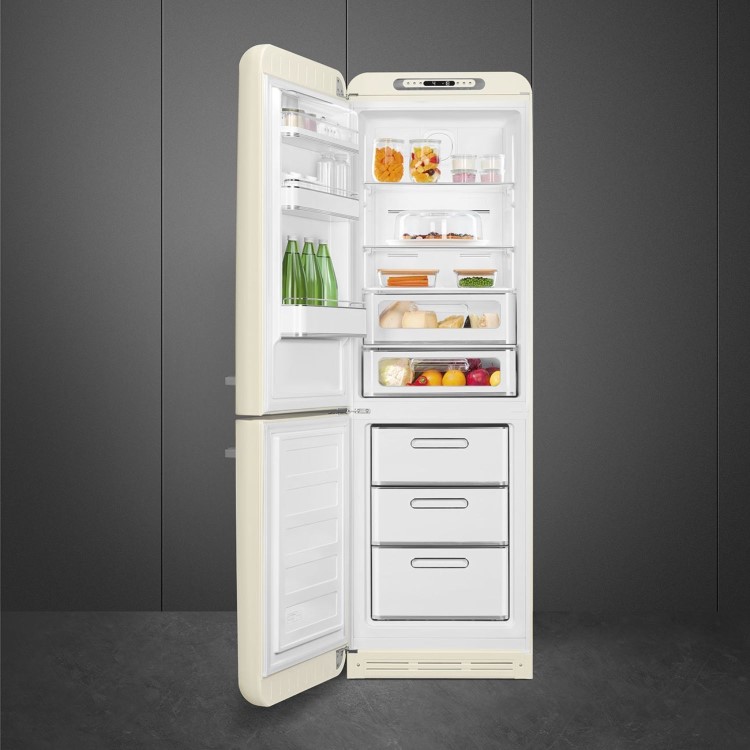 Smeg 331 Litre Fifties Style Left Hand Hinge 70/30 Fridge Freezer - Cream - Image 3