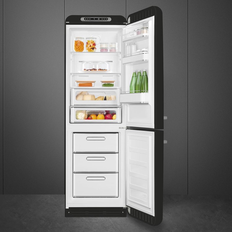 Smeg 331 Litre Fifties Style Right Hand Hinge 70/30 Fridge Freezer - Black - Image 2