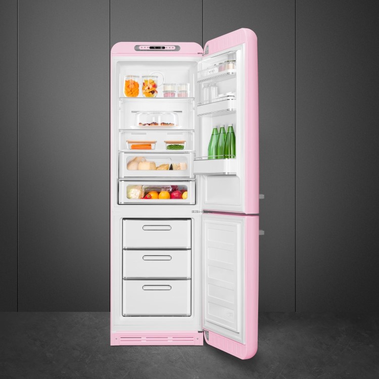 Smeg 331 Litre Fifties Style Right Hand Hinge 70/30 Fridge Freezer - Pink - Image 3