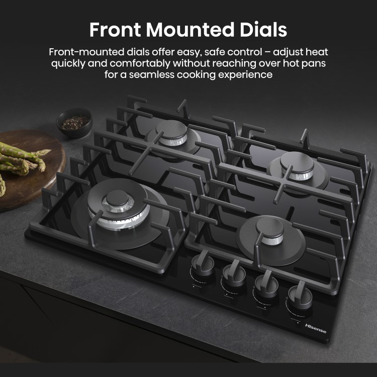 Hisense 60cm 4 Burner Gas on Glass Hob - Black - Image 16