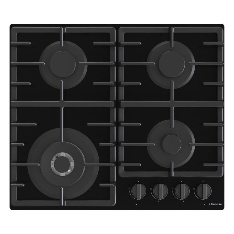 Hisense 60cm 4 Burner Gas on Glass Hob - Black