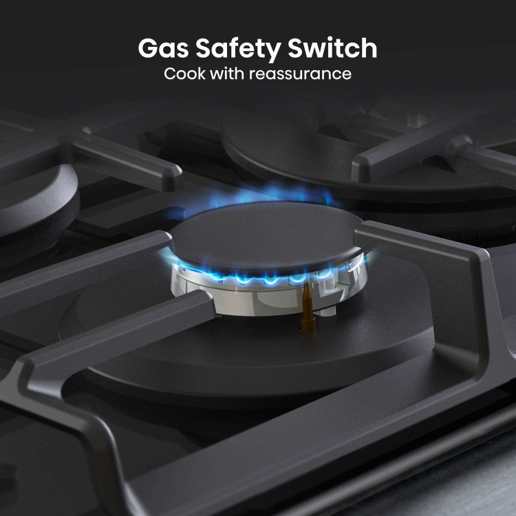 Hisense 75cm Gas on Glass 5 Burner Gas Hob - Black - Image 12