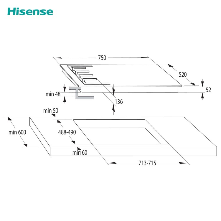 Hisense 75cm Gas on Glass 5 Burner Gas Hob - Black - Image 13