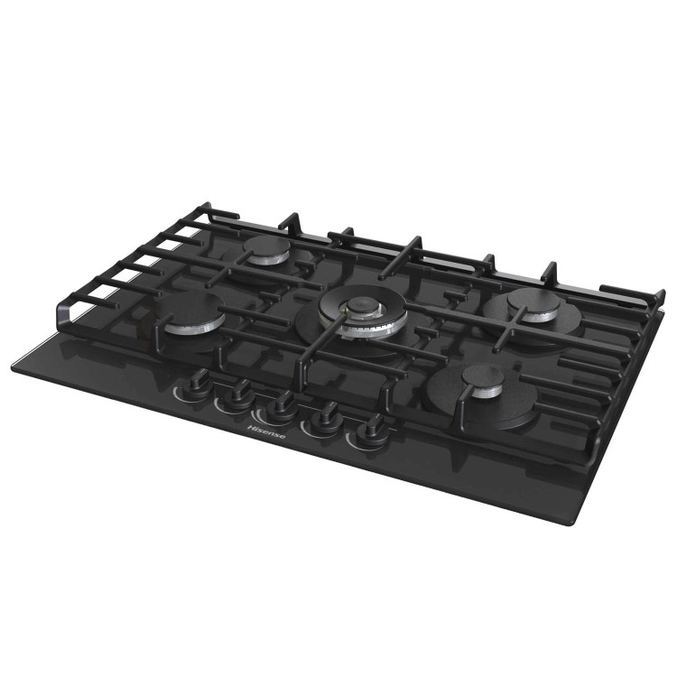 Hisense 75cm Gas on Glass 5 Burner Gas Hob - Black - Image 2