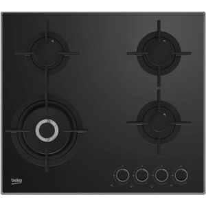 Beko 60cm 4 Burner Gas on Glass Hob - Black