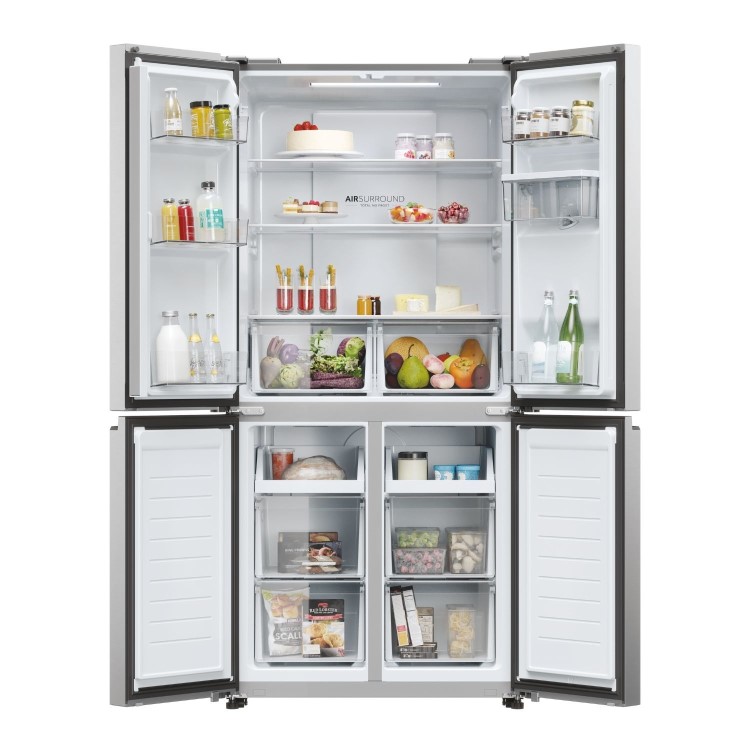 Haier Series 3 463 Litre Four Door American Fridge Freezer - Platinum Inox - Image 6