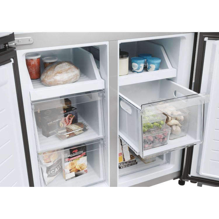 Haier Series 3 463 Litre Four Door American Fridge Freezer - Platinum Inox - Image 9