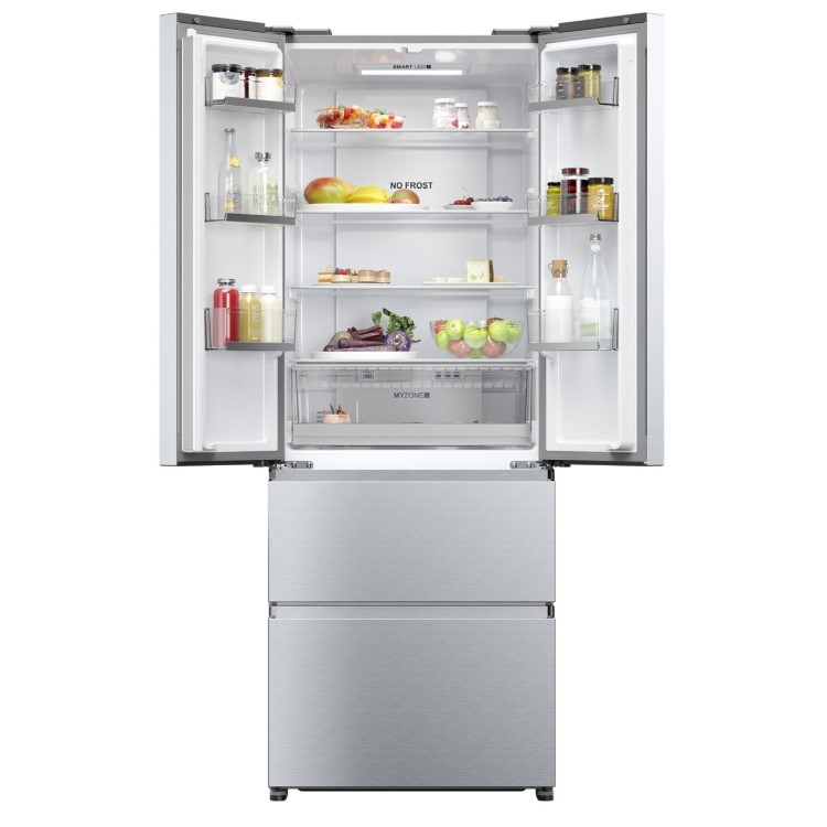 Haier FD 70 Series 5 446 Litre French Style American Fridge Freezer - Platinum Inox - Image 2