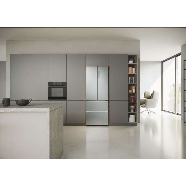 Haier FD 70 Series 5 446 Litre French Style American Fridge Freezer - Platinum Inox - Image 8