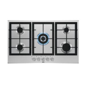 AEG 3000 Series 86cm 5 Burner Gas Hob with Wok Burner - Stainless Steel