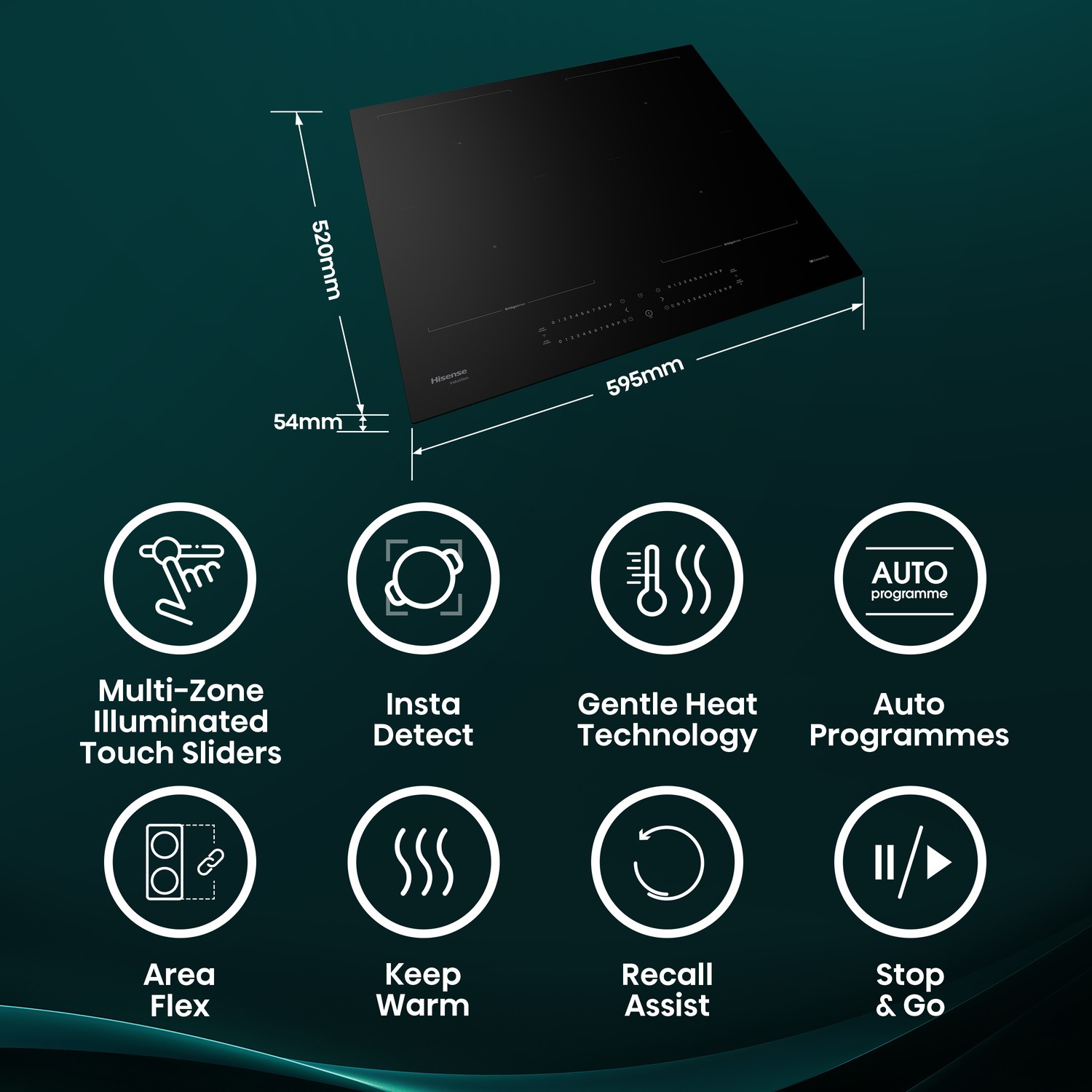 Hisense 60cm 4 Zone Induction Hob with Area Flex - Image 4