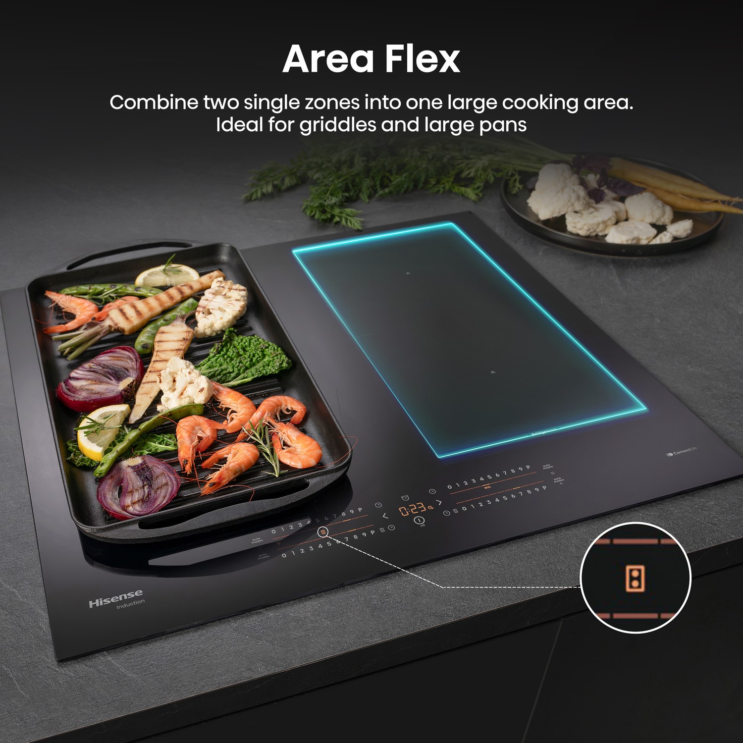 Hisense 60cm 4 Zone Induction Hob with Area Flex - Image 9