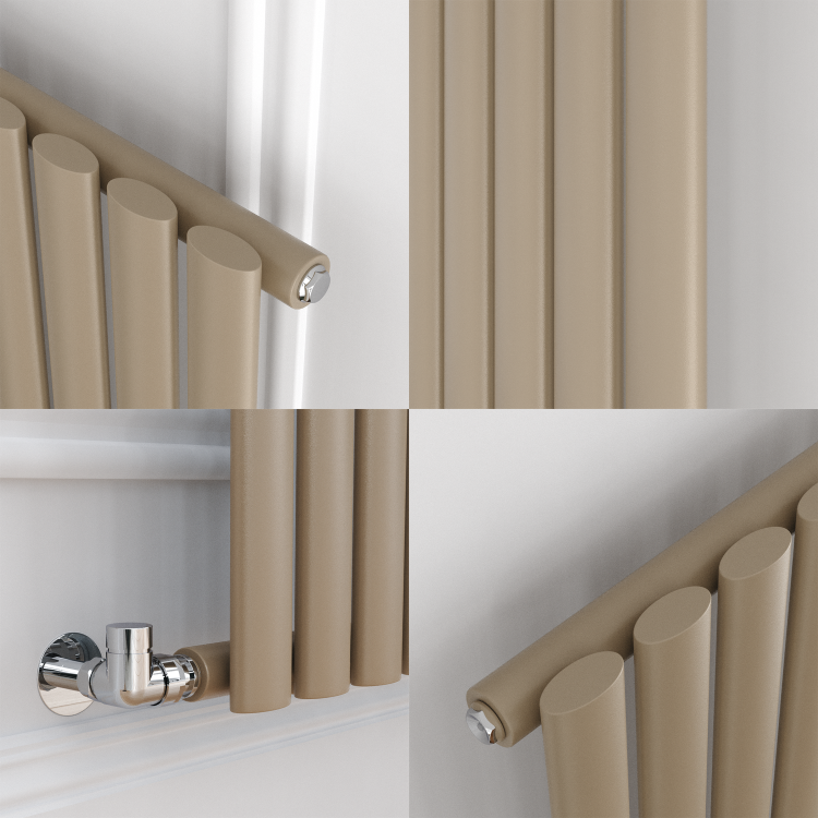 Sorrento Beige grey Horizontal Oval Designer Radiator 600x590mm Single Panel 1576 BTU - Image 5