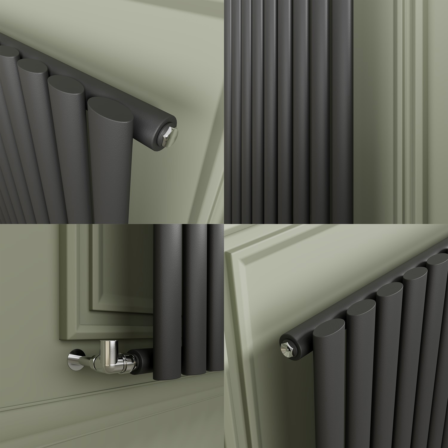 Sorrento Anthracite Horizontal Oval Designer Radiator 800x590mm Single Panel 1947 BTU - Image 4