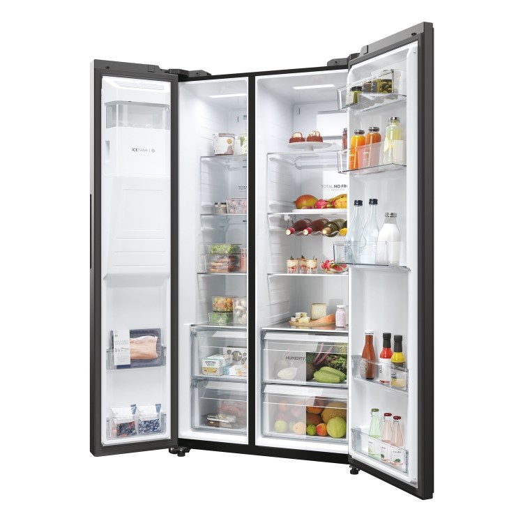 Haier SBS 90 Series 5 601 Litre Side By Side American Fridge Freezer - Black - Image 6