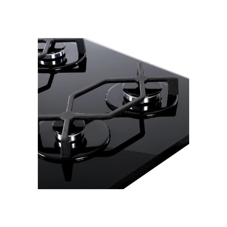 CDA 60cm 4 Burner Gas Hob - Black Glass - Image 4