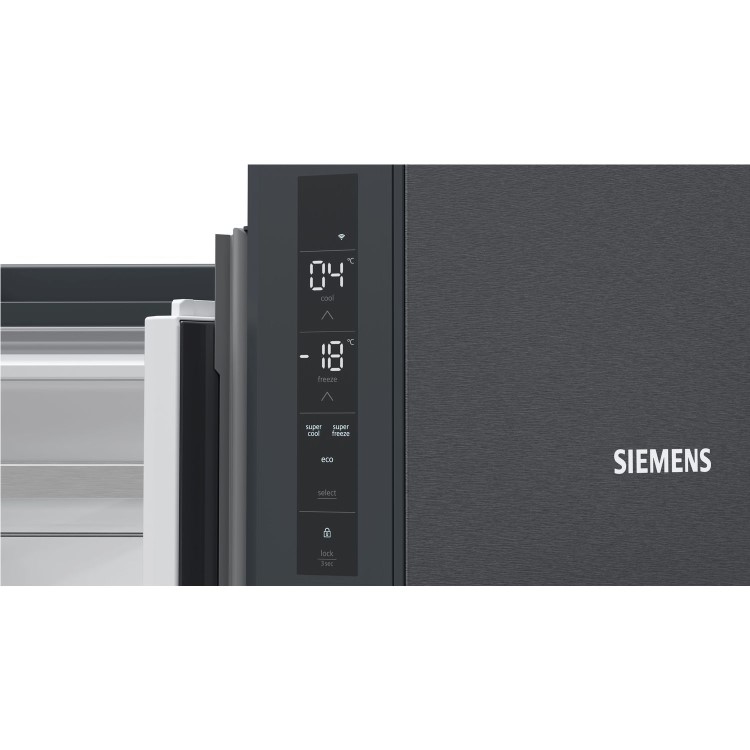 Siemens iQ500 605 Litre Four Door American Fridge Freezer - Anti-Fingerprint Black Steel - Image 2
