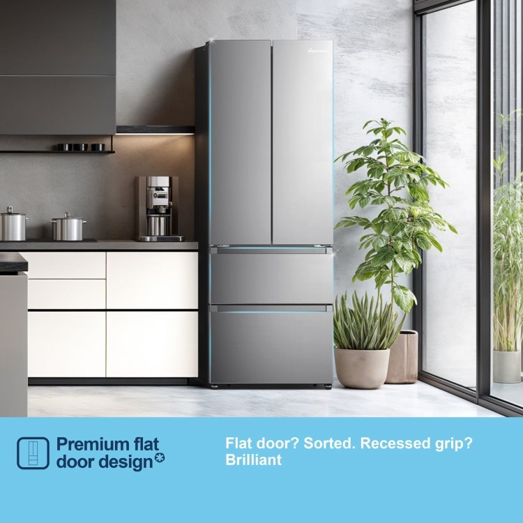 Fridgemaster 485 Litre French Style American Fridge Freezer - Silver - Image 10