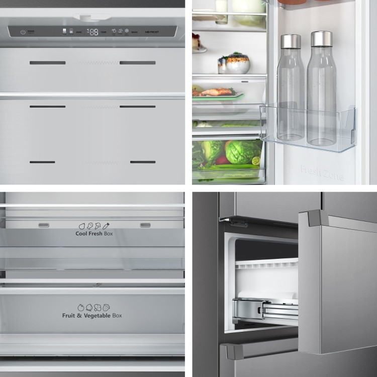 Fridgemaster 485 Litre French Style American Fridge Freezer - Silver - Image 4