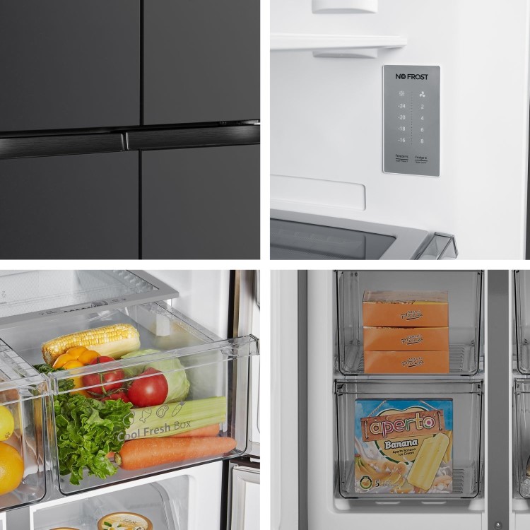 Fridgemaster 427 Litre Four Door American Fridge Freezer - Black - Image 4