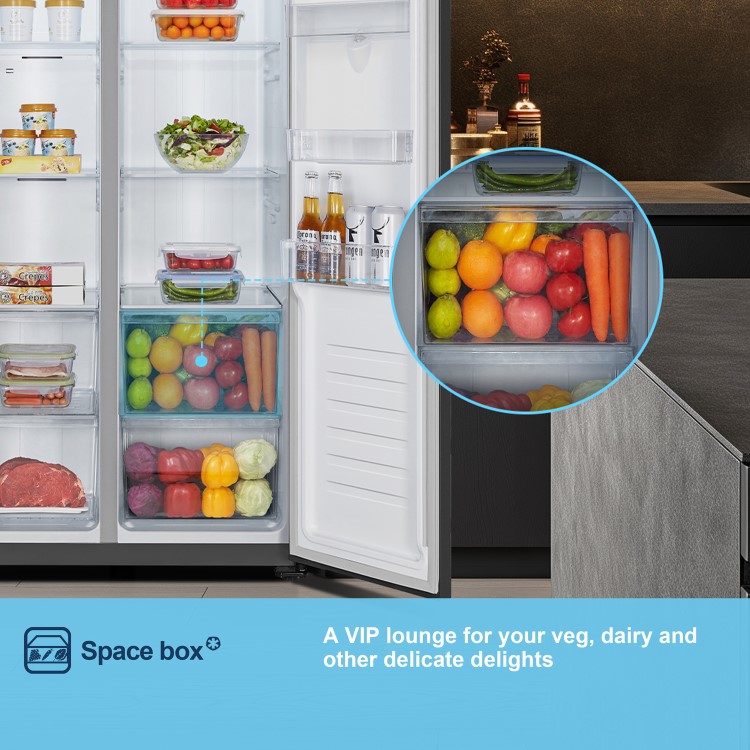 Fridgemaster 439 Litre Side-by-Side American Fridge Freezer - Black - Image 9