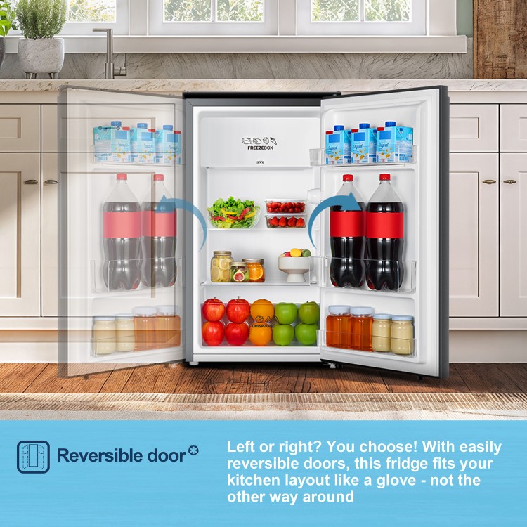 Fridgemaster 82 Litre Freestanding Under Counter Fridge - Silver - Image 11