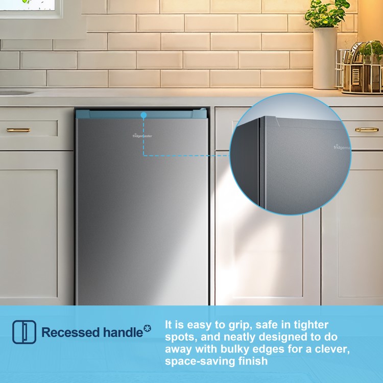 Fridgemaster 92 Litre Freestanding Under Counter Fridge - Silver - Image 11