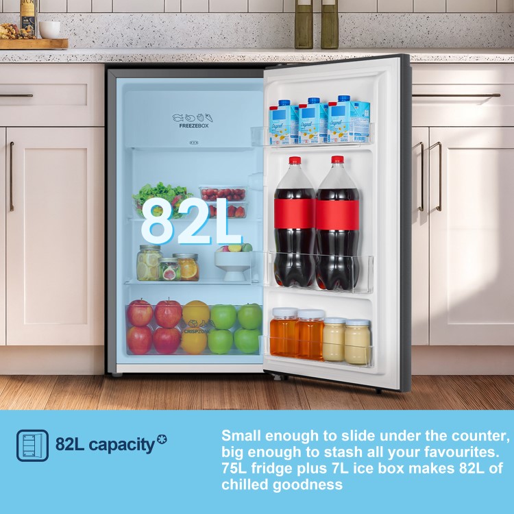 Fridgemaster 82 Litre Freestanding Under Counter Fridge - Silver - Image 4