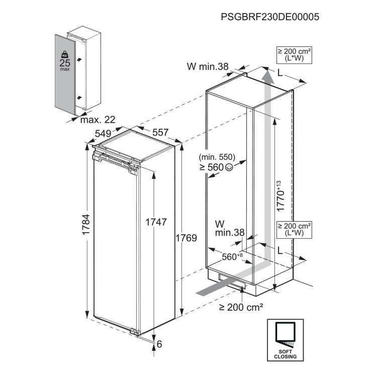 AEG 6000 Series 310 Litre In-column Integrated Fridge - Image 5