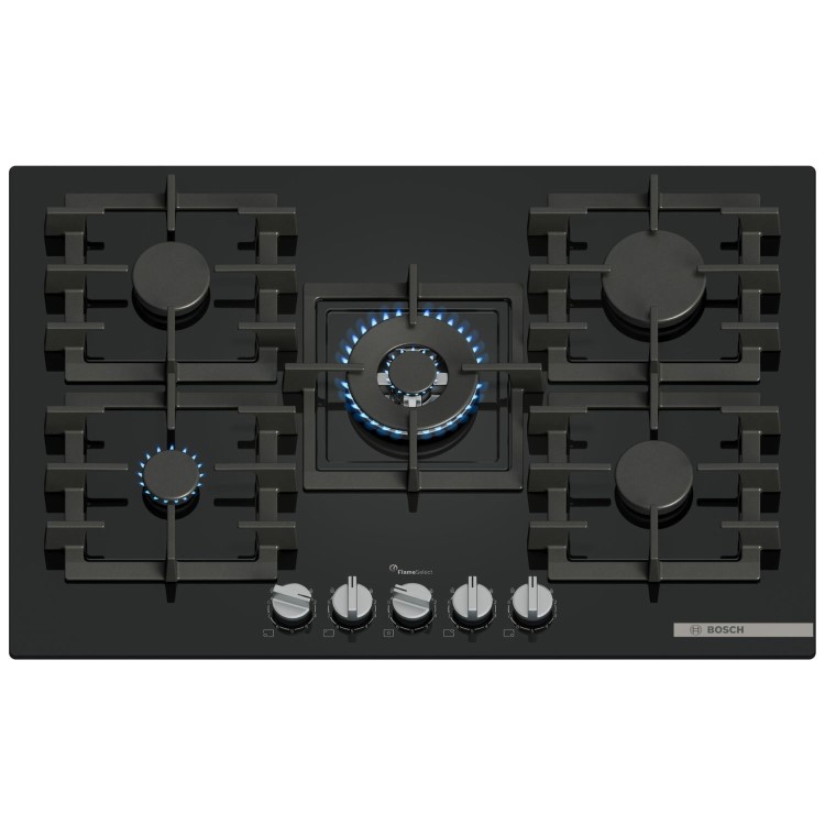 Bosch Series 6 75cm 5 Burner Gas Hob - Black Glass - Image 2