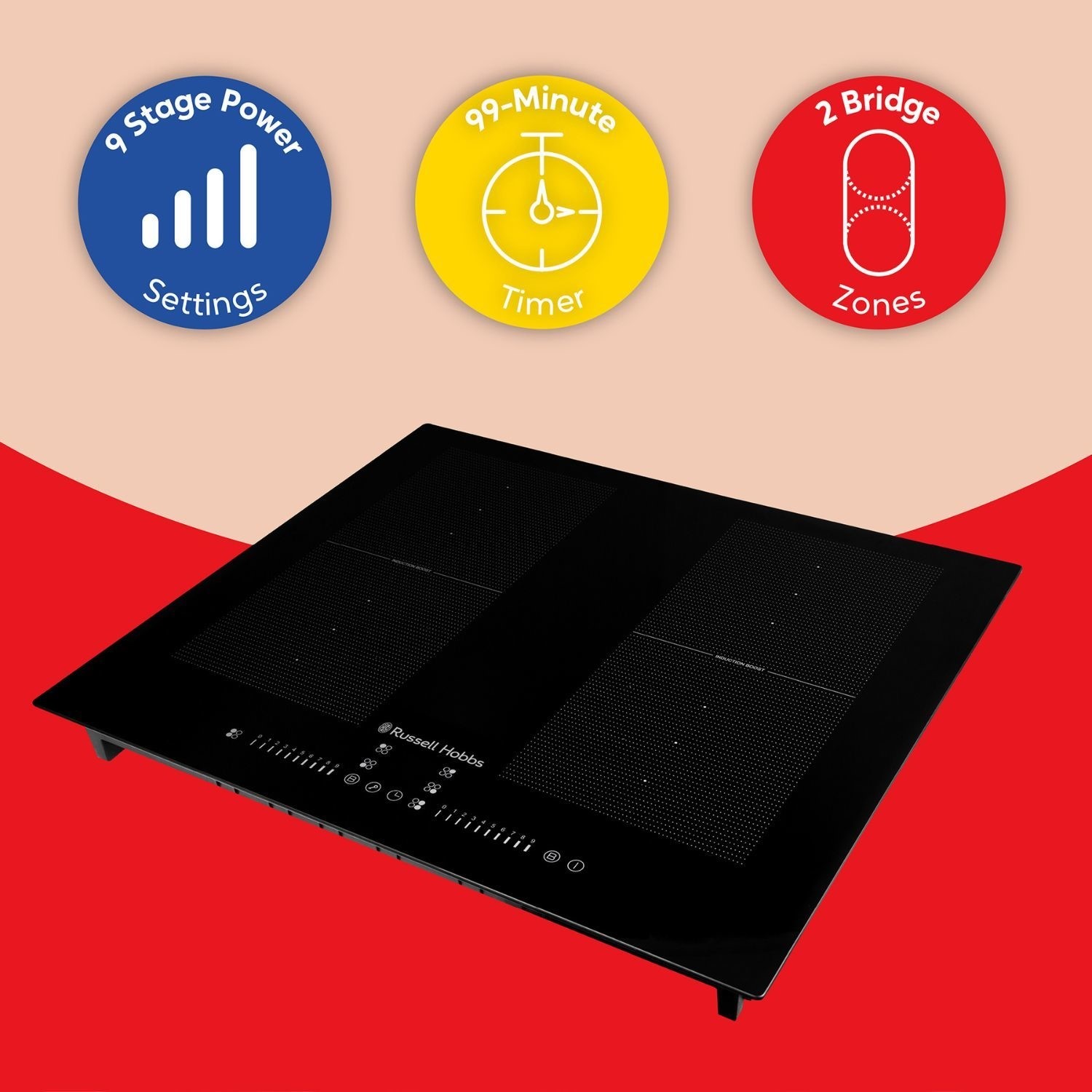 Russell Hobbs 60cm 4 Zone Induction Hob with Dual Flex Bridge - Image 2