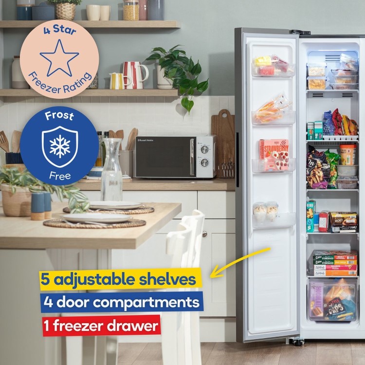 Russell Hobbs 439 Litre Side-By-Side American Fridge Freezer - Stainless Steel - Image 11