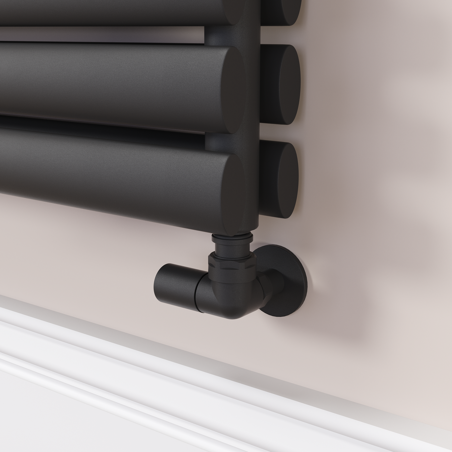 Sorrento Linea Midnight Black Oval Designer Radiator 295x1000mm Double Panel 1846 BTU - Horizontal Bars - Image 3