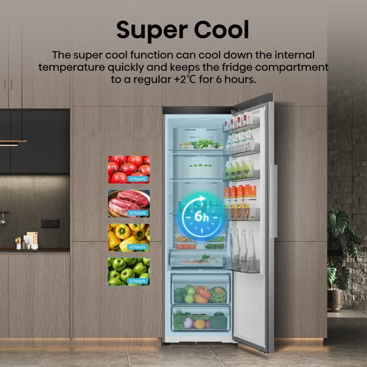 Hisense KitchenFit 372 Litre Tall Freestanding Larder Fridge - Silver - Image 11