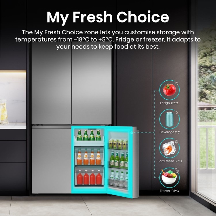 Hisense PureFlex 640 Litre Four Door American Fridge Freezer - Silver - Image 10