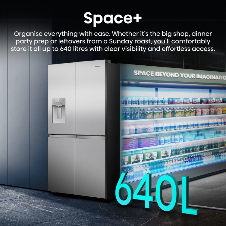 Hisense PureFlex 640 Litre Four Door American Fridge Freezer - Stainless Steel - Image 10