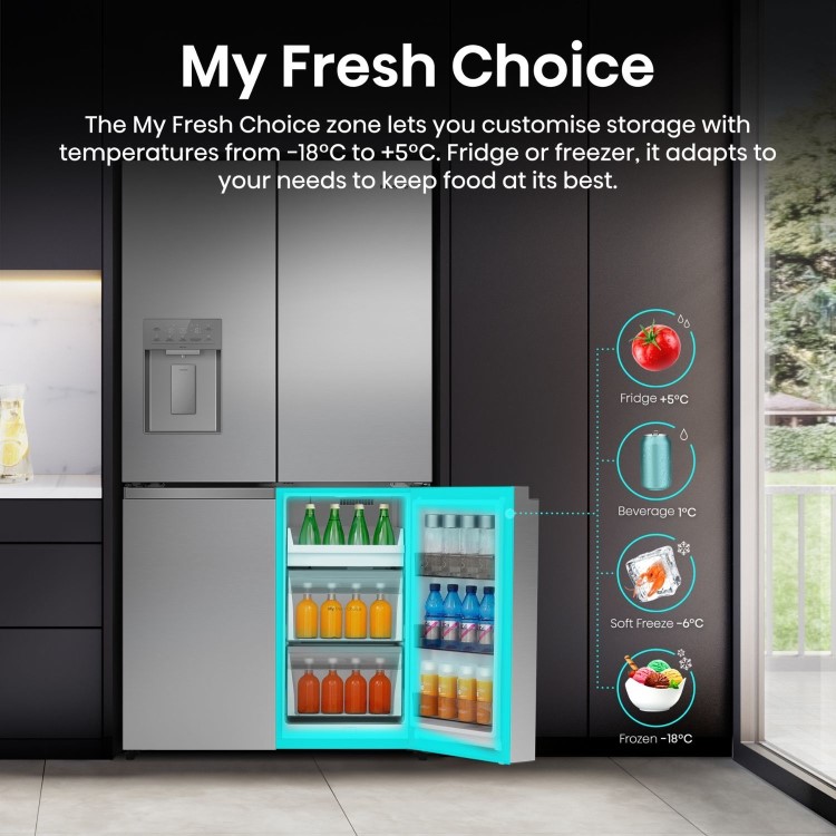 Hisense PureFlex 640 Litre Four Door American Fridge Freezer - Stainless Steel - Image 13