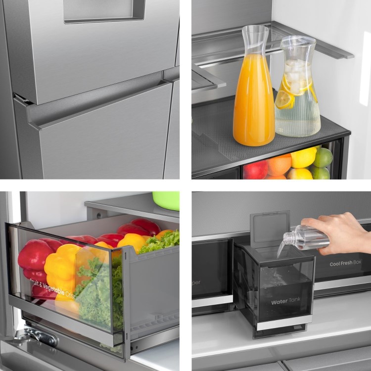 Hisense PureFlex 640 Litre Four Door American Fridge Freezer - Stainless Steel - Image 2
