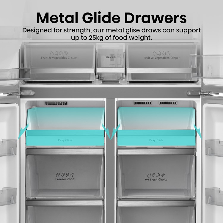 Hisense 584 Litre 4 Door American Fridge Freezer Non Plumbed Water Dispenser - Grey - Image 11