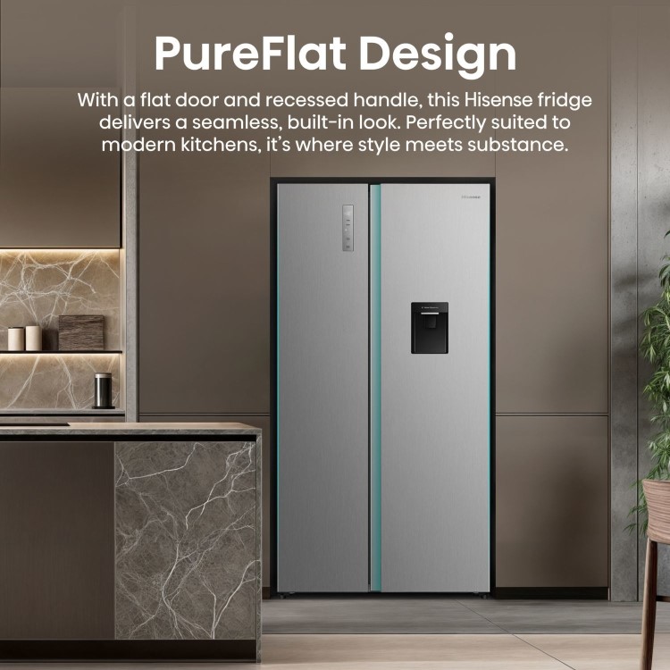 Hisense PureFlat 541 Litre Side-by-Side American Fridge Freezer - Silver - Image 12