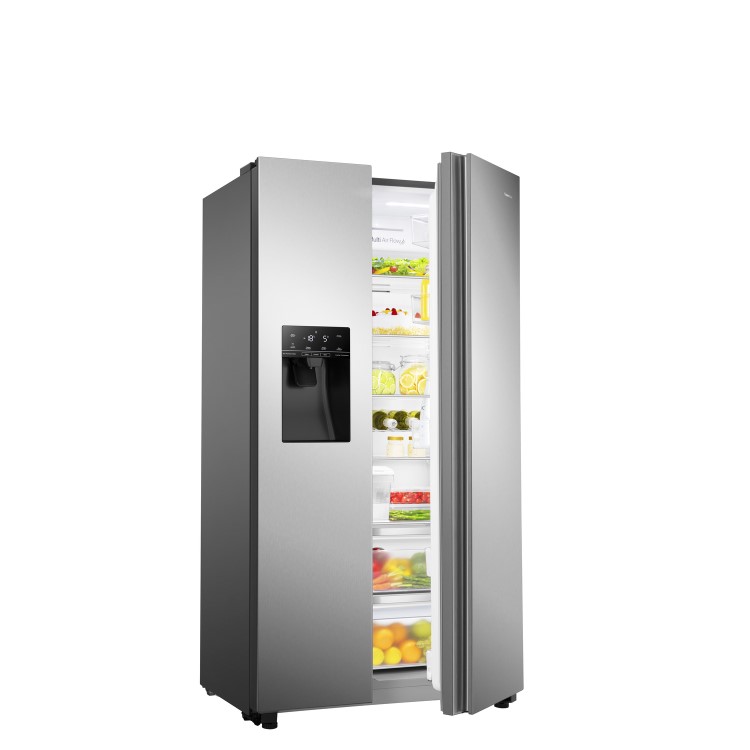 Hisense 562 Litre Freestanding American Fridge Freezer - Stainless Steel - Image 4