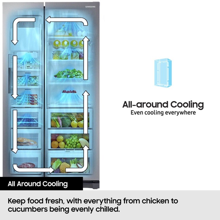 Samsung Series 6 640 Litre Side-By-Side American Fridge Freezer - Black - Image 6