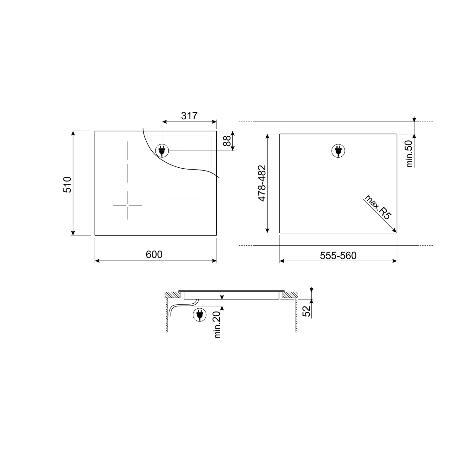 Smeg 60cm 4 Zone Plug & Play Induction Hob - Image 8