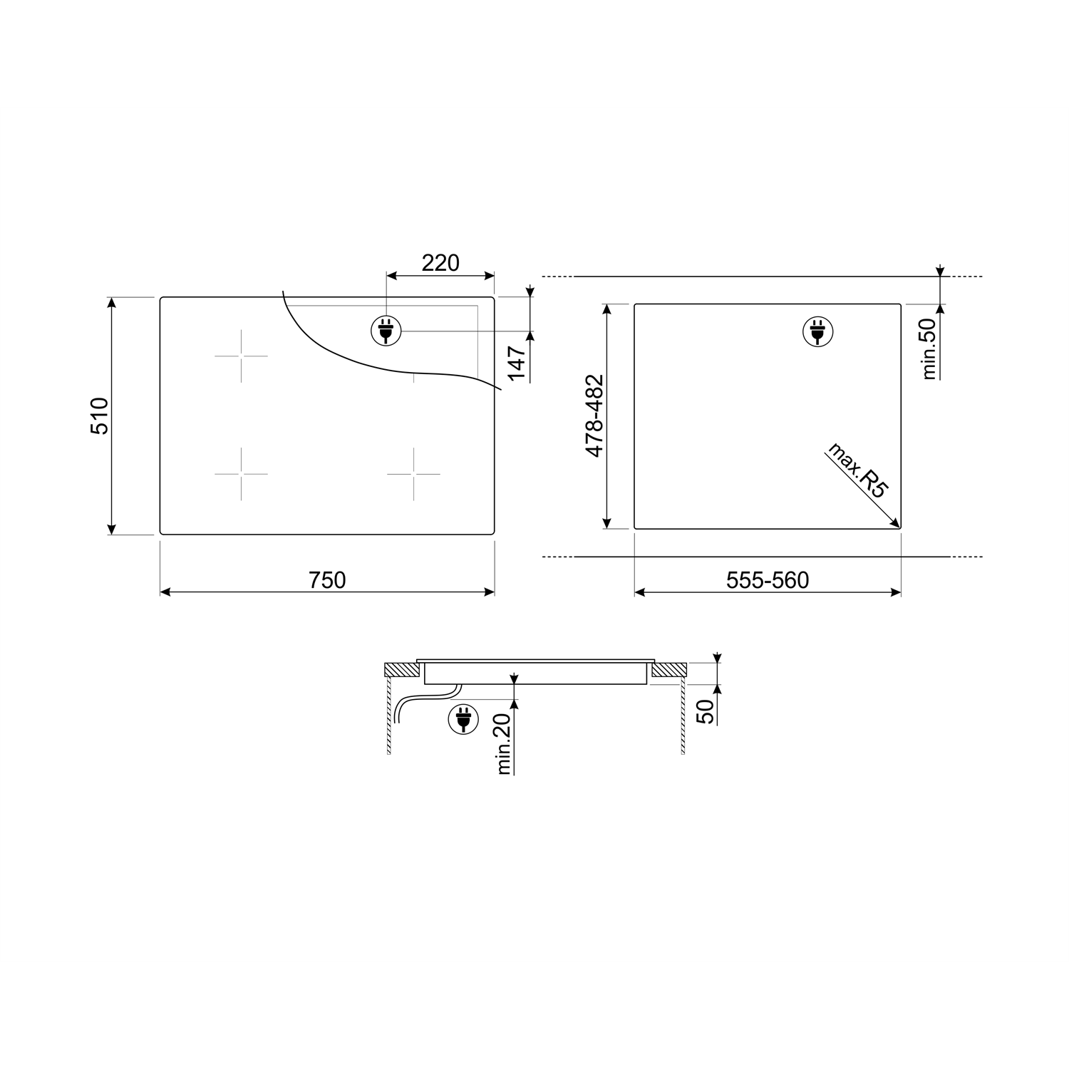 Smeg Musa 75cm 4 Zone Induction Hob - Image 6