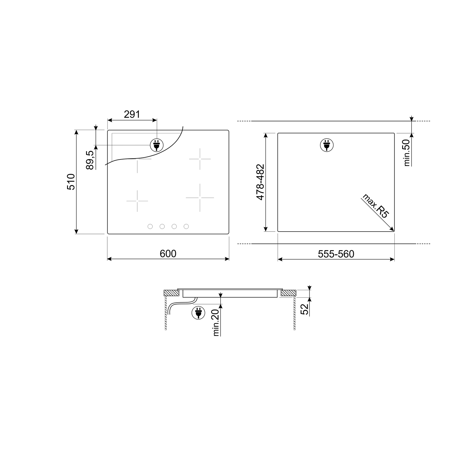 Smeg 60cm 4 Zone Induction Hob - Image 2